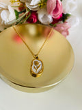 Vintage Floral Oval Pendant Necklace