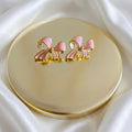 Gold Plated Pink Enamel Bow Stud Earrings – Dainty Ribbon Bow Earrings