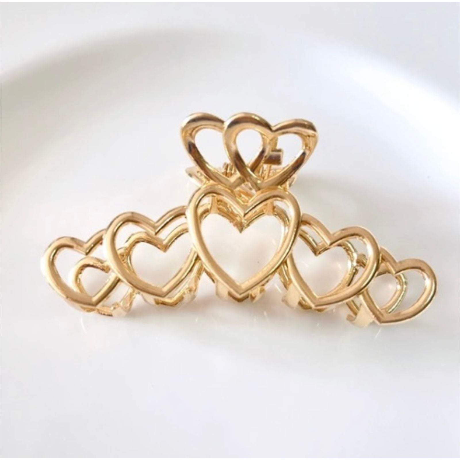 Metallic Gold Heart Hair Claw Clip- Medium sized