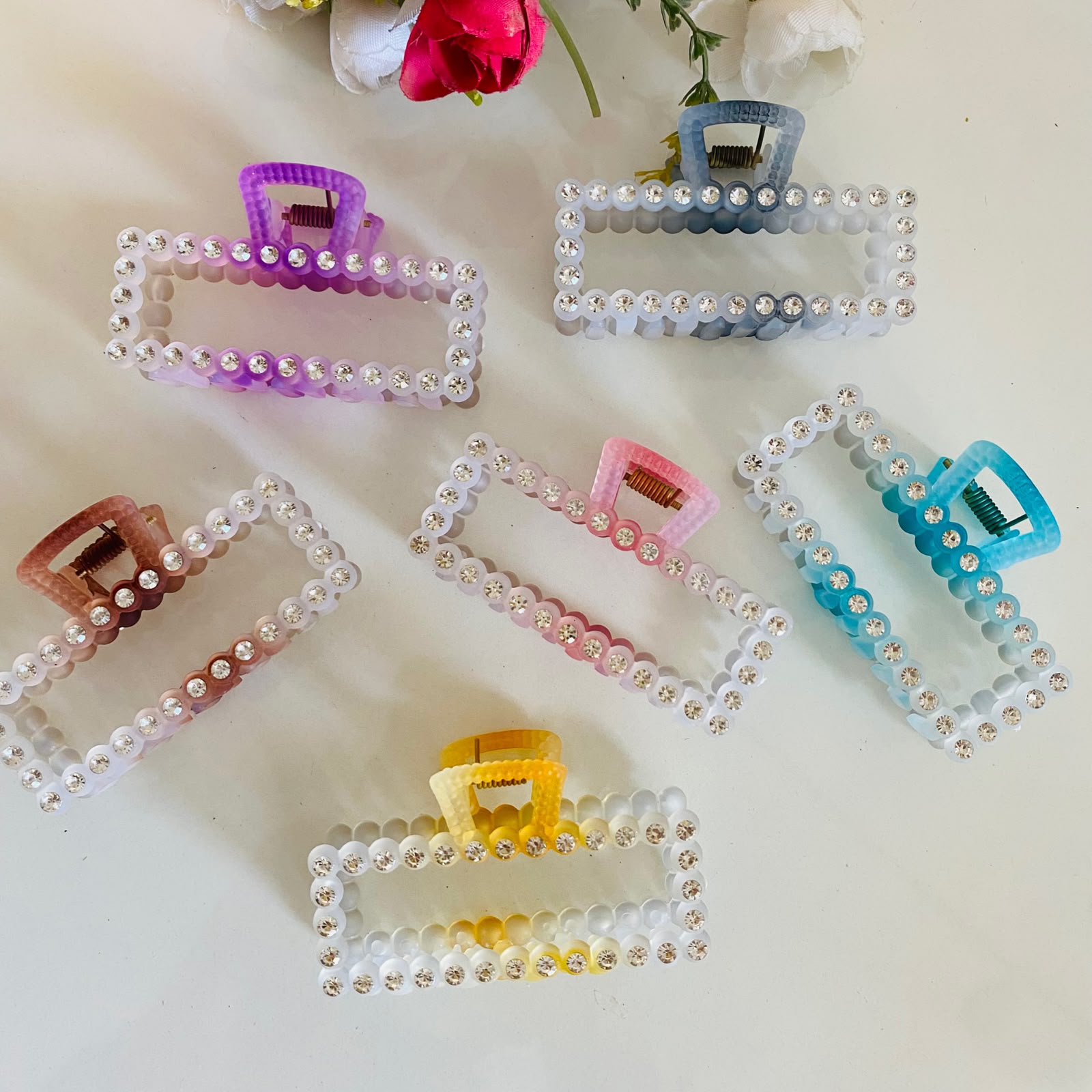 Rhinestone Rectangle Hair Claw Clip