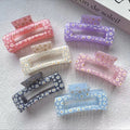 Large Daisy Print Rectangle Hair Claw Clip