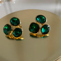 Green crystal cluster stud earrings