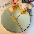Elegant Crystal Leaf Pendant Necklace