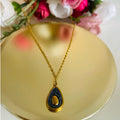 Elegant Gold-Tone Teardrop Pendant Necklace