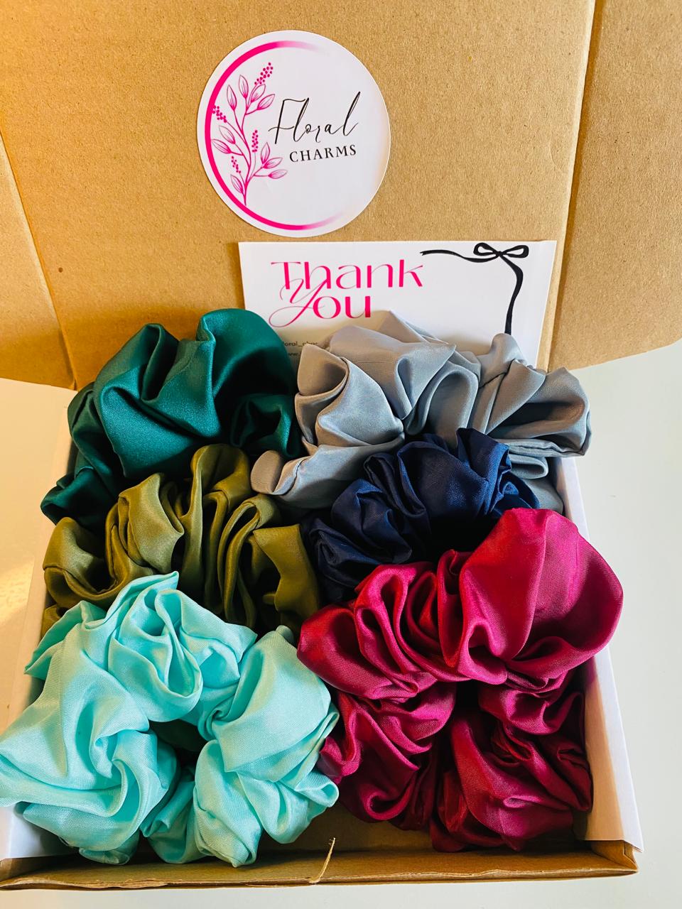 Premium Satin Hair Scrunchies Set (Pack of 6)