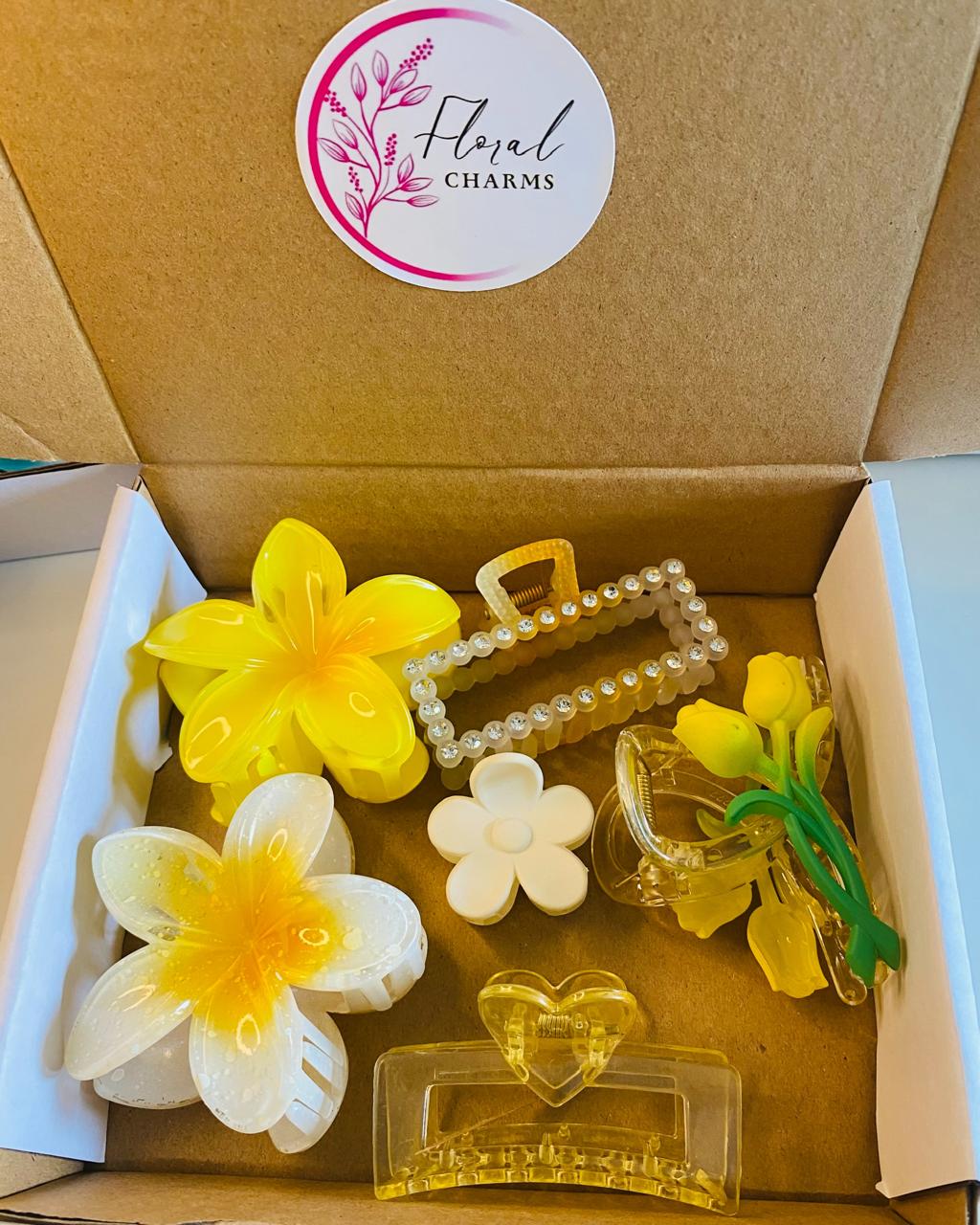 Yellow Floral Hair Accessories Gift Set